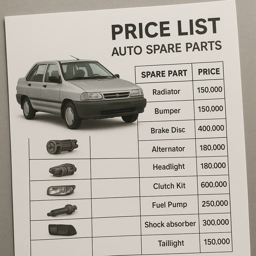 لیست قیمت لوازم یدکی پراید-سالوک